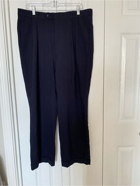 Vintage Navy Blue Pinstripe  100% pure Wool Trousers - ACTWU size 36